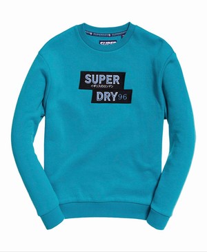 Superdry Nineties Applique Crew Női Pulóver Kék | IZMAW4805